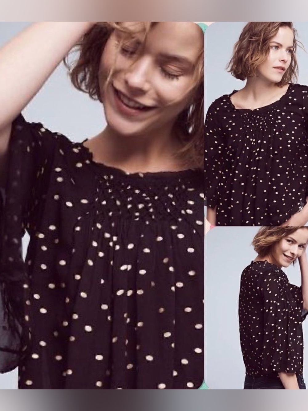 ANTHROPOLOGIE FLOREAT EVER AFTER GOLD DOT BLOUSE